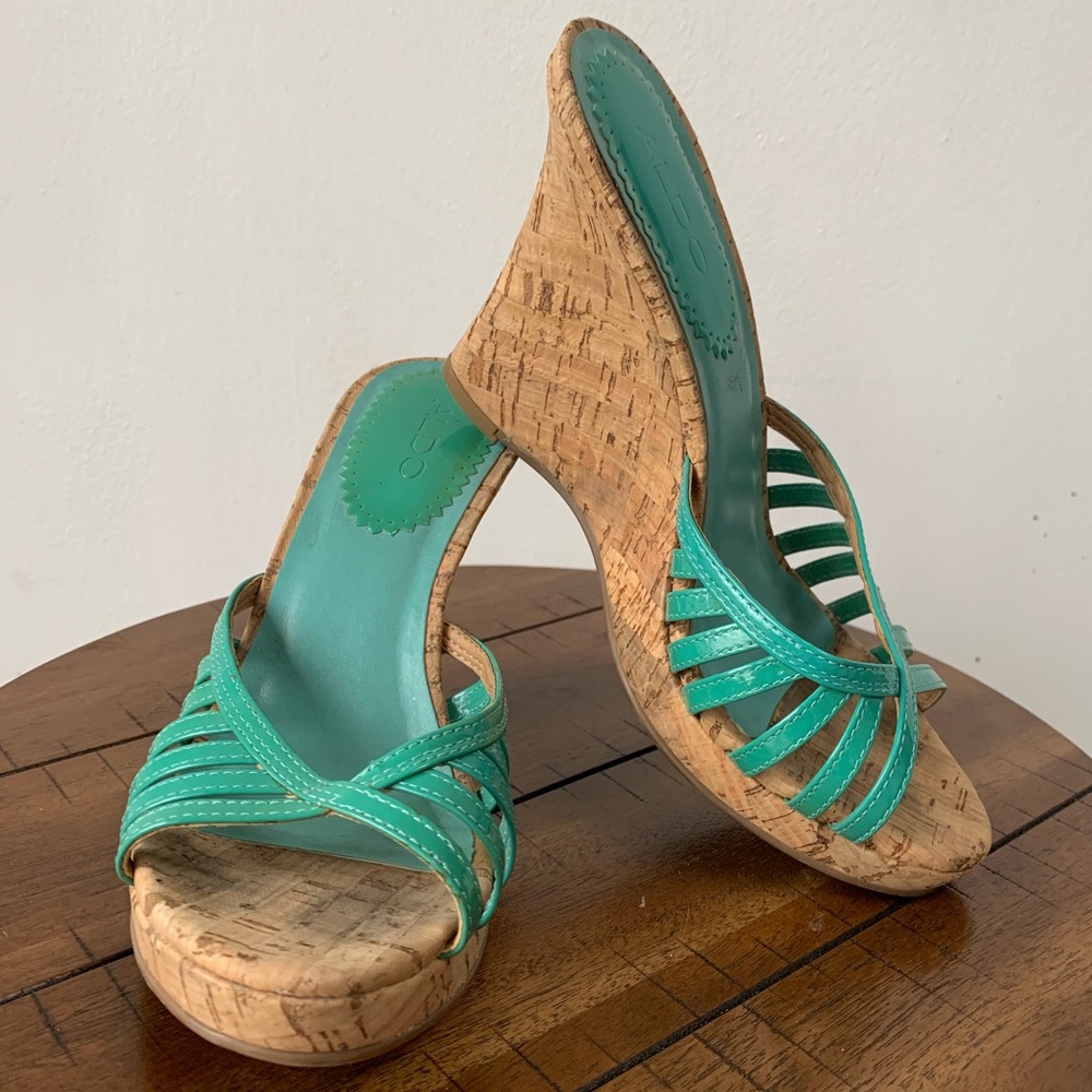 Aldo strappy wedge platform sandal turquoise 38